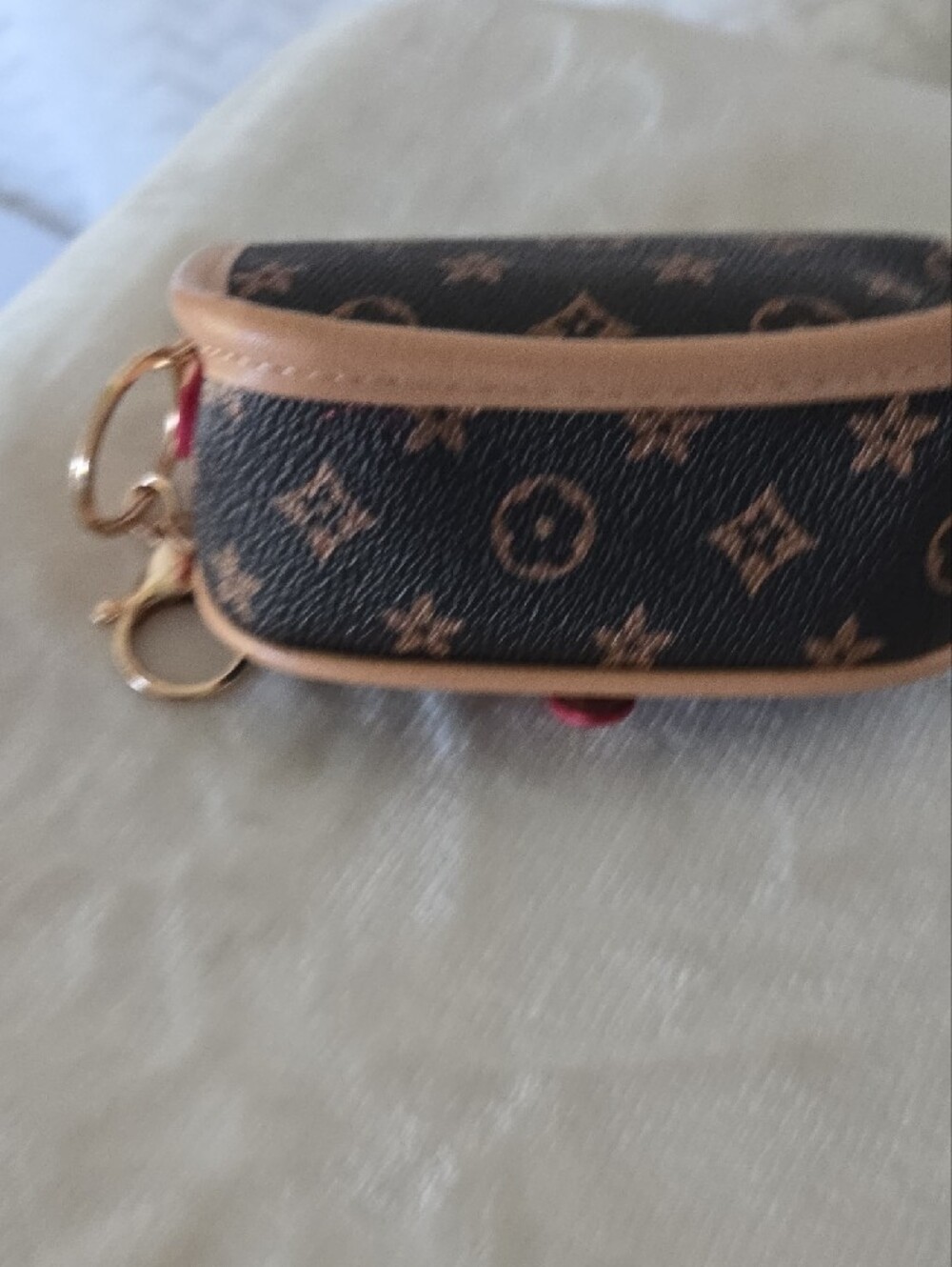 Luxury-Inspired Brown Patterned Bag Charm/Key Fob Case - Picture 3 of 5